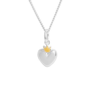 New Sterling Silver Princess Crown Pendant & 14" Necklace