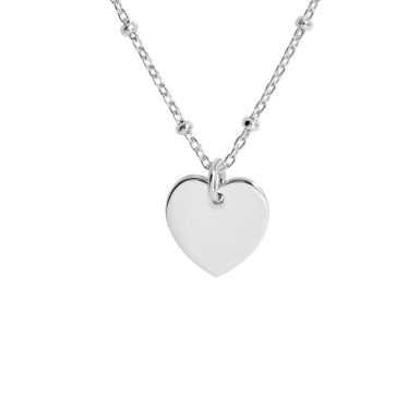 New Sterling Silver Heart Pendant & 18" Beaded Chain Necklace