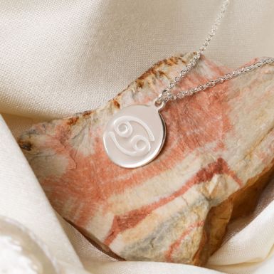 Silver Cancer Horoscope Pendant & Chain