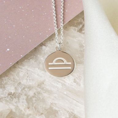 Silver Libra Horoscope Pendant & Chain