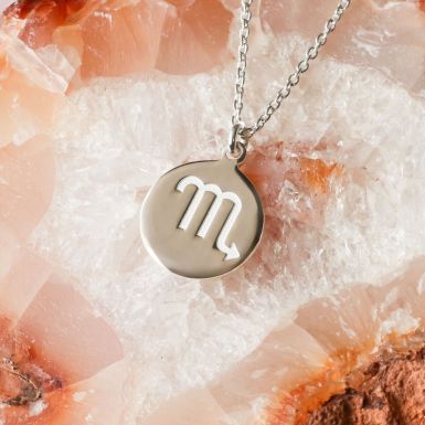 Silver Scoprio Constellation Cubic Zirconia Pendant & Chain