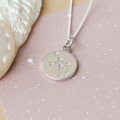 Silver Virgo Constellation Cubic Zirconia Pendant & Chain