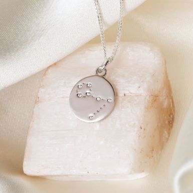 Silver Pisces Constellation Cubic Zirconia Pendant & Chain