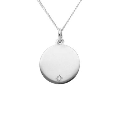 New Sterling Silver Cubic Zirconia Circle Pendant & 18" Necklace