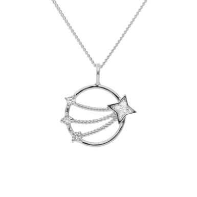 New Sterling Silver Cubic Zirconia Shooting Star & 18" Necklace
