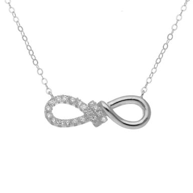 New Sterling Silver Cubic Zirconia Infinity Necklace
