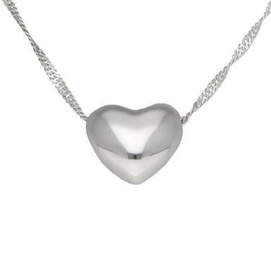 New Sterling Silver Polished Heart Slider & Twist Chain Necklace