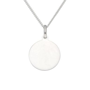 New Sterling Silver Circle Disc Pendant & 18" Chain Necklace