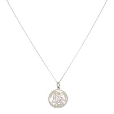 New Sterling Silver St.Michael Pendant & 20" Curb Chain Necklace