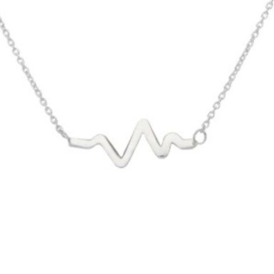 New Sterling Silver Heartbeat Necklace