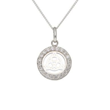 New Sterling Silver Cubic Zirconia Celtic Pendant & 18" Necklace