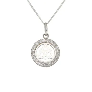 New Sterling Silver Cubic Zirconia Celtic Pendant & 18" Necklace