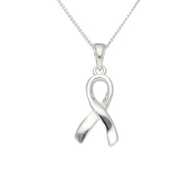 New Sterling Silver Ribbon Pendant & 18" Necklace