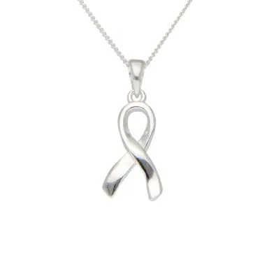 New Sterling Silver Ribbon Pendant & 18" Necklace