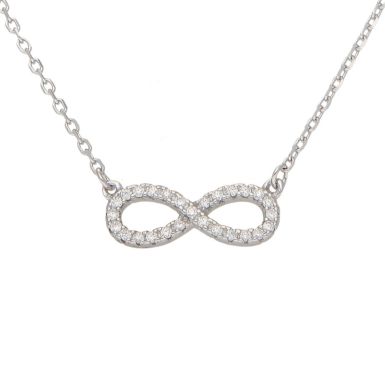 New Sterling Silver Cubic Zirconia Infinity Necklace