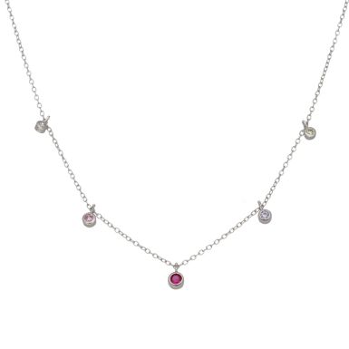 New Sterling Silver Multi Colour Gemstone 14" Chain Necklace