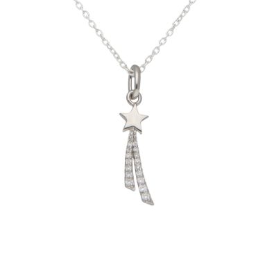 New Sterling Silver Cubic Zirconia Shooting Star & 18" Necklace