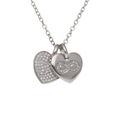 New Sterling Silver Cubic Zirconia Heart Infinity Necklace