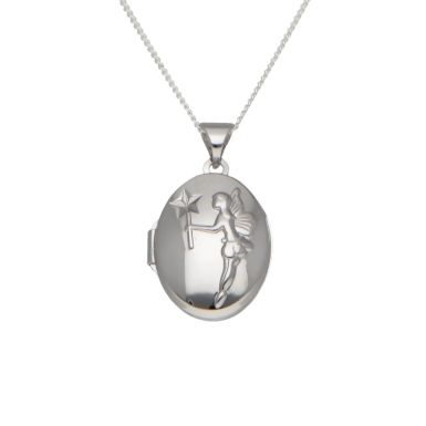 New Sterling Silver Fairy Wishes Locket & 16" Chain Necklace