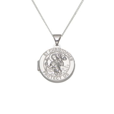 New Sterling Silver St.Christopher Locket & 18" Chain Necklace
