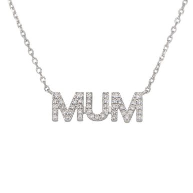 New Sterling Silver Cubic Zirconia Mum Chain Necklace
