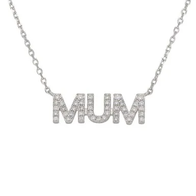 New Sterling Silver Cubic Zirconia Mum Chain Necklace