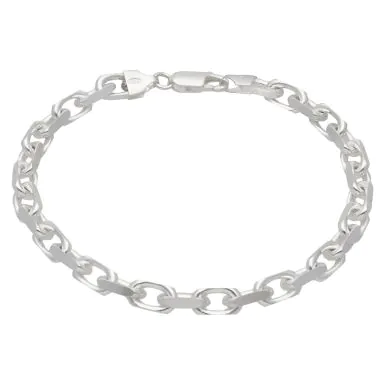 New Sterling Silver Diamond-Cut Cable Link 8.5" Bracelet