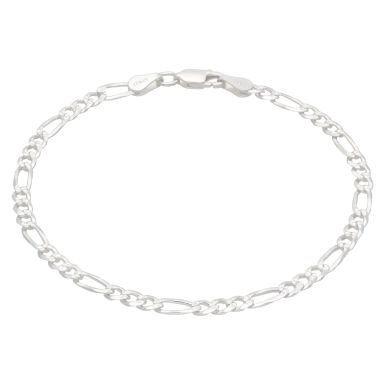 New Sterling Silver 7.5" Figaro Link Ladies Bracelet