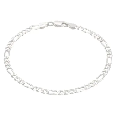 New Sterling Silver 7.5" Figaro Link Ladies Bracelet