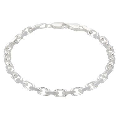 New Sterling Silver Diamond-Cut Cable Link 7.5" Bracelet