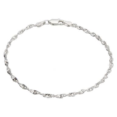 New Sterling Silver 7.5" Singapore Twist Link Ladies Bracelet