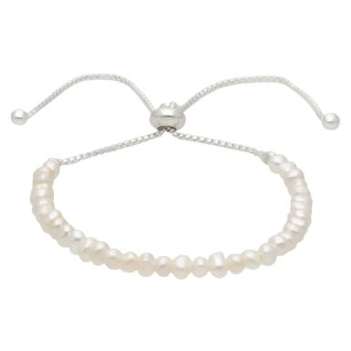 New Sterling Silver Cultured Freshwater Pearl Toggle Bracelet