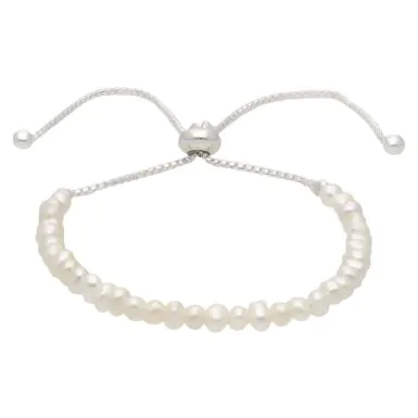 New Sterling Silver Cultured Freshwater Pearl Toggle Bracelet