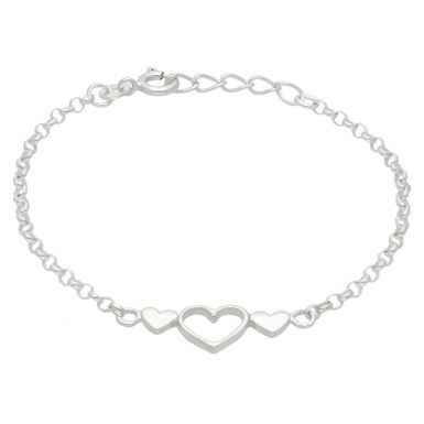 New Sterling Silver Childs Love Hearts Adjustable Bracelet