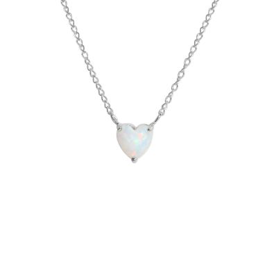 New Sterling Silver Opal Heart Necklace