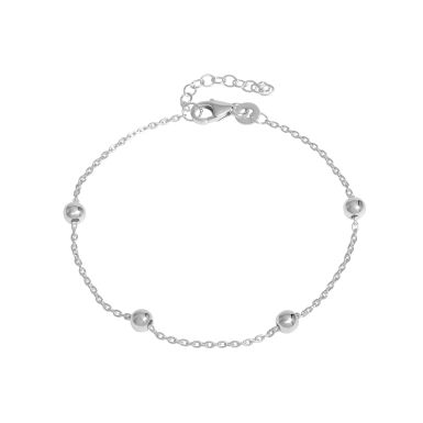 New Sterling Silver Beaded Chain Station Bracelet