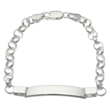 New Sterling Silver Childs Identity Bar Belcher Bracelet