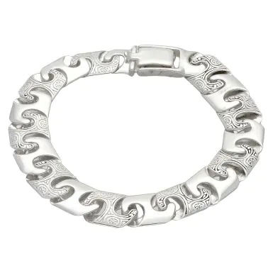 New Sterling Silver 8.5" Pattern & Polished Anchor Link Bracelet