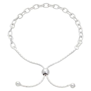 New Sterling Silver Oval Link Toggle Slider Bracelet