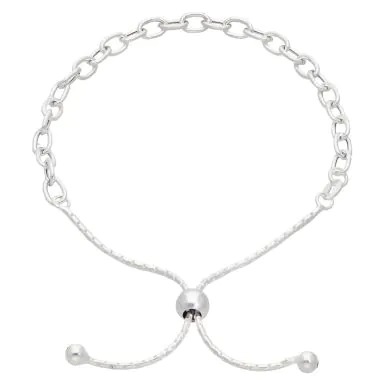 New Sterling Silver Oval Link Toggle Slider Bracelet