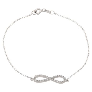 New Sterling Silver 7.25" Cubic Zirconia Infinity Bracelet