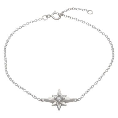 New Sterling Silver Cubic Zirconia North Star Bracelet