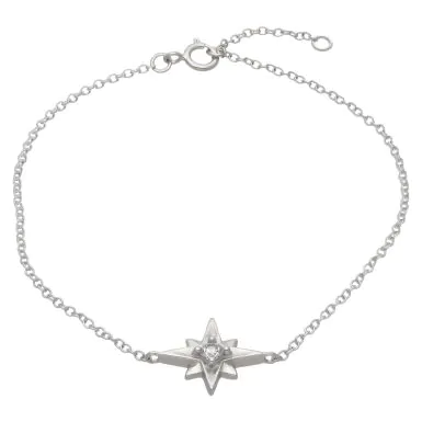 New Sterling Silver Cubic Zirconia North Star Bracelet