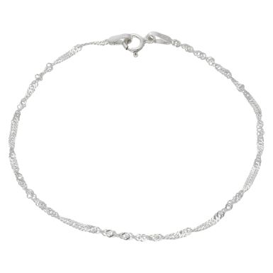 New Sterling Silver 7" Singapore Twist Bracelet