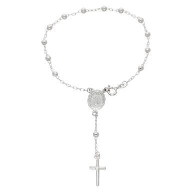 New Sterling Silver 7" Rosary Bead Bracelet