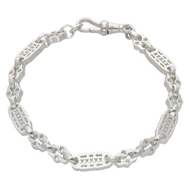 New Sterling Silver Childs 6.5" Stars & Bars Link Bracelet