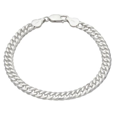 New Sterling Silver 7.5" Double Curb Bracelet