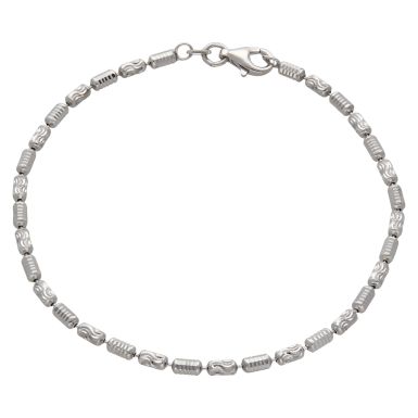 New Sterling Silver 7.5" Multi Patterned Beaded Bracelet