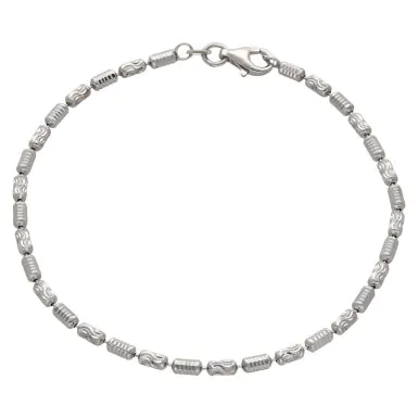 New Sterling Silver 7.5" Multi Patterned Beaded Bracelet