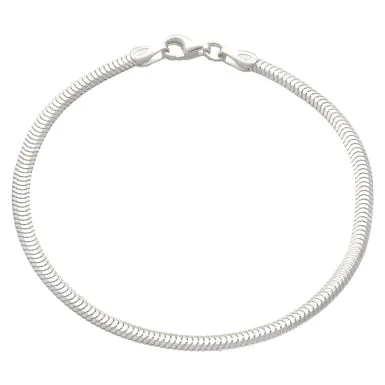 New Sterling Silver 7.5" Flat Snake Link Bracelet